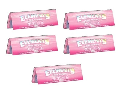 5 PACKS of New! ELEMENTS PINK  1 1/4 SIZE Rolling Papers Ultra Thin Foto 1 de 4