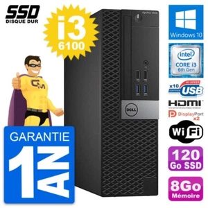 PC Dell Optiplex 5040 SFF Intel i3-6100 RAM 8Go SSD 120Go HDMI Windows 10 Wifi - Zdjęcie 1 z 7