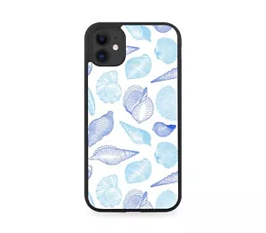 Custodia telefono blu Sea Rocks gomma gusci guscio stencil disegno conchiglia K821 - Foto 1 di 2