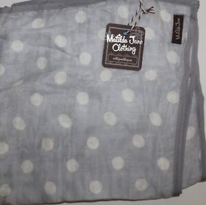 NWT Baby Matilda Jane Swaddle Blanket One Size Gray Cream Polka Dot 