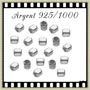 Perles carrées lisses 3mm trou 2,2mm, en Argent 925/1000 .Réf: PLQ03 - Foto 1 di 1