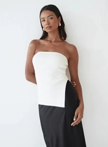 4TH & RECKLESS Women's Large Vic Asymmetrical White Top Sweater Knit Bandeau $47 - Picture 1 of 18