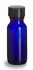 COBALT BLUE Boston Round Glass Bottles 1/2 oz with CAPS (12-24-48 count)
