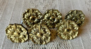 Lote de 6 perillas de cajón de gabinete PROVINCIALES FRANCESES FLOR LATÓN VINTAGE 1,75" - Imagen 1 de 4