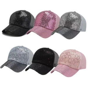 Sequin Baseball Cap Men Women Sun Hat Mesh Net Glitter Sparkly Shiny Casual Cap - Picture 1 of 17