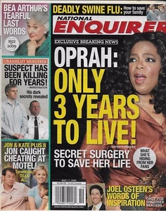 National Enquirer Magazine Oprah Bea Arthur Joel Osteen John Travolta Swine Flu. - Picture 1 of 12