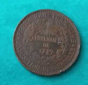 Médaille  -  Exposition Universelle  1889 / "Centenaire de 1789" / Barre