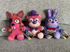 3X FUNKO FIVE NIGHTS AT FREDDY’S TIE DYE FOXY BONNIE FREDDY PLUSH SOFT TOY FNAF - Picture 1 of 3