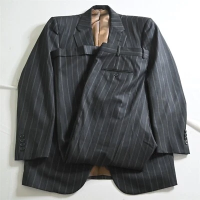 Tom James Royal Class 40S 33x30 Gray Striped Wool Mens Jacket Pants Suit - Image 1 of 4