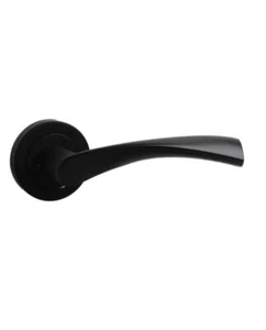 Dzina Twirl Lever on Rose Door Handle in Black/Silver Satin Chrome 140mm Pack 1 - Picture 1 of 20