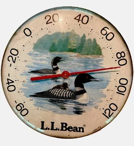 Vintage L.L. Bean Thermometer Jumbo Dial USA  Loon On A Lake 12” Fahrenheit RARE - Picture 1 of 17