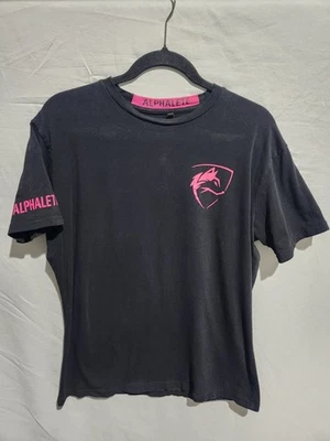Camiseta Alphalete Atletismo Negra Rosa Logo Manga Corta Gimnasio Ropa Activa Foto 1 de 4