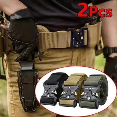 Cinturón táctico versátil para hombre cinturón de lona de caza al aire libre cinturón de entrenamiento de combate Foto 1 de 4