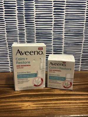 Gel de ojos Aveeno Calm + Restore Age Renewal .5 oz y suero 1 oz para piel sensible Foto 1 de 3