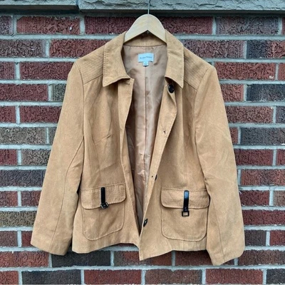 Studio Works желтовато-коричневый замшевый черный кожаный пряжка карман с воротником кожаная куртка - Изображение 1 из 4