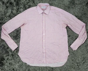 Charles Tyrwhitt Shirt Mens 17.5 38 Red White Check French Cuff Cotton Button Up - Picture 1 of 14
