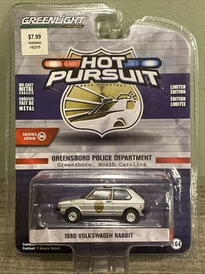 Volkswagen Rabbit Series 34 1/64 Diecast 1980 Hot Pursuit Greensboro Police NUEVO Foto 1 de 3
