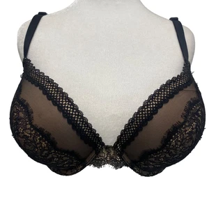 Reggiseno push up Victoria's Secret molto sexy 36DD nero pizzo spalline schiena design - Foto 1 di 11