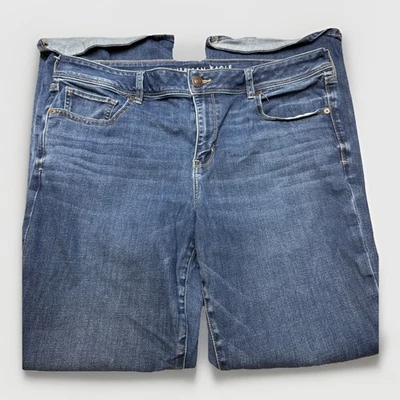 AE American Eagle Kick Boot Size 18 Distressed women jeans Denim wash Blue - Image 1 of 4