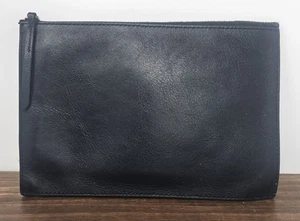 Madewell Pouch Clutch English Saddle Leather in Black Credit Card Pocket 9"x6" - Picture 1 of 14
