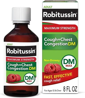 Robitussin Adulto Máxima Fuerza Tos + Congestión Pechera DM Max (8 fl. oz... Foto 1 de 4