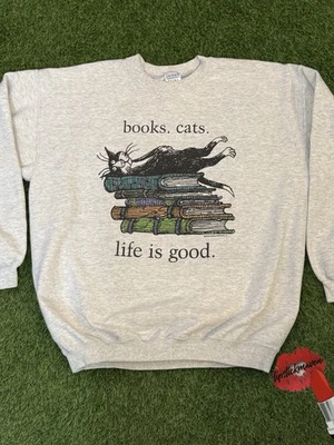 Libros grises grandes vintage de gato cuello redondo para mujer abuela núcleo Foto 1 de 4