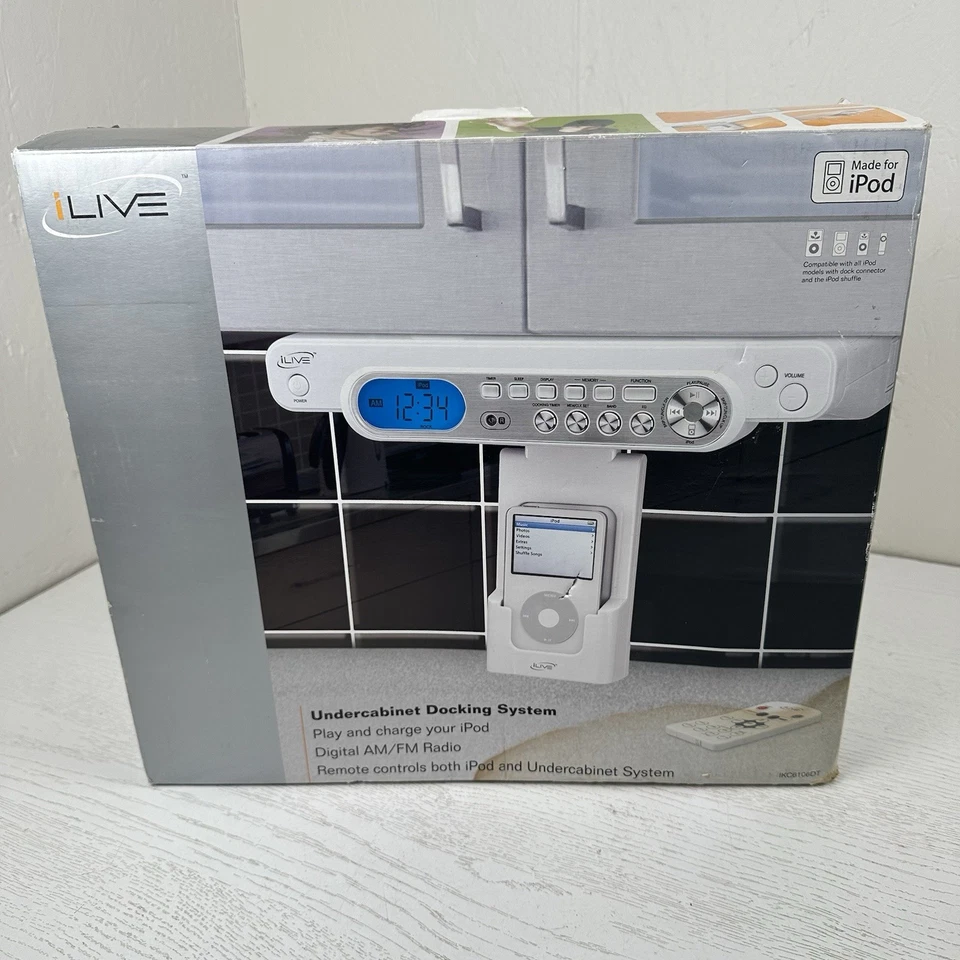 iLive Space Saver Under Cabinet Mounted iPod Player Dock + AM/FM Digital Radio - Image 1 of 4