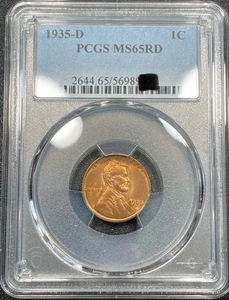 1935 D Lincoln Wheat Cent 1c PCGS MS65RD Denver Nice Red Cent - Picture 1 of 3