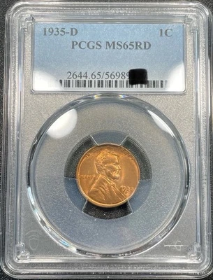1935 D Lincoln Wheat Cent 1c PCGS MS65RD Denver Nice Red Cent - Image 1 of 3