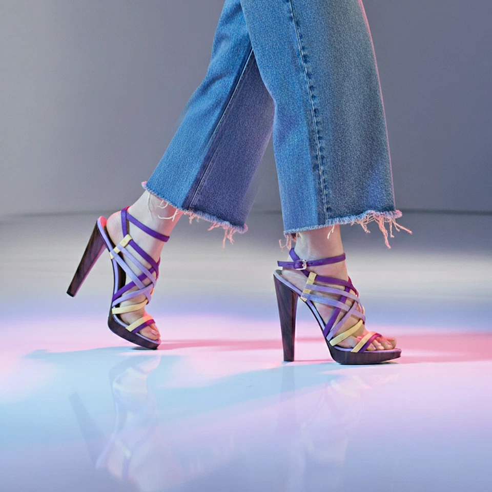 Sandalias Dsquared2 40 US 10 Multicolor Satén Cuero Con Plataforma Y2K - Imagen 1 de 4