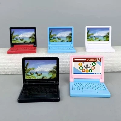 2pcs 1:6 Miniature Mini Portable Laptop Computer Notebook Dollhouse Decor Toy - Image 1 of 4