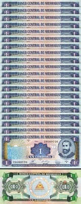 Nicaragua 1 Cordoba 1990, UNC, 20 Pcs LOT, Consecutive, P-173, Serie A - Image 1 of 4
