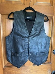 Vintage SW Leather Vest, Black M, Motorcycle,State of Oklahoma, fashion, western - Picture 1 of 6