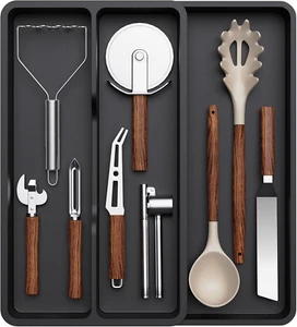 Utensil Drawer Organiser, Expandable Cutlery Tray for Kitchen, Adjustable Cookin - Picture 1 of 12