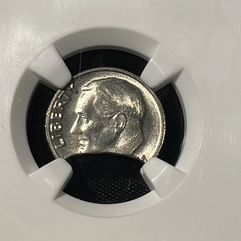 (1966) 10C ERROR NGC MS 64 25% CURVED CLIP ROOSEVELT DIME COIN Cover