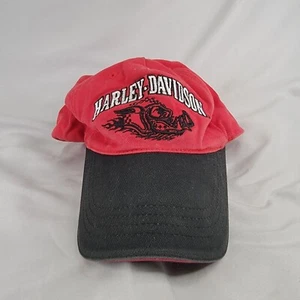 Harley Davidson Hat Red Black Dragon Graphic YOUTH Size Adjustable Back 3D Logo - Picture 1 of 6