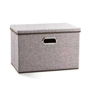 Foldable Large Collapsible Organizer Fabric Storage Bins Box with Lid (Brown) - Picture 1 of 5