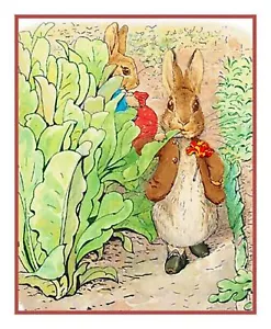 Benjamin Rabbit Nibbles Lettuce Beatrix Potter Counted Cross Stitch Pattern - Picture 1 of 10