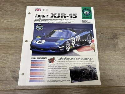 Hot Cars Street Racers Jaguar XJR-15 #33 Folder Brochure Spec Sheet - Image 1 of 4
