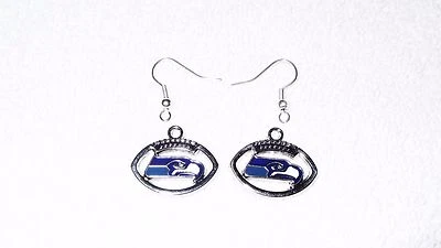 Seattle Seahawks Football Pair of Earrings Jewelry Piercing Sports Fan Game - Image 1 of 2