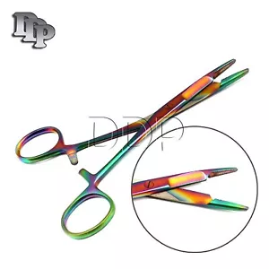 Soporte de aguja Olsen Hegar 5,5" color arco iris multi titanio puntas dentadas cruzadas - Imagen 1 de 3