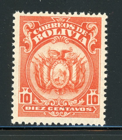 BOLIVIA MNH Specialized: Scott #131 10c Vermilion PERKINS BACON P13½ CV$29++ Cover