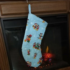 Christmas Stocking-Mickey & Minnie Mouse-Handmade Lined Quilted Cotton - Picture 1 of 6