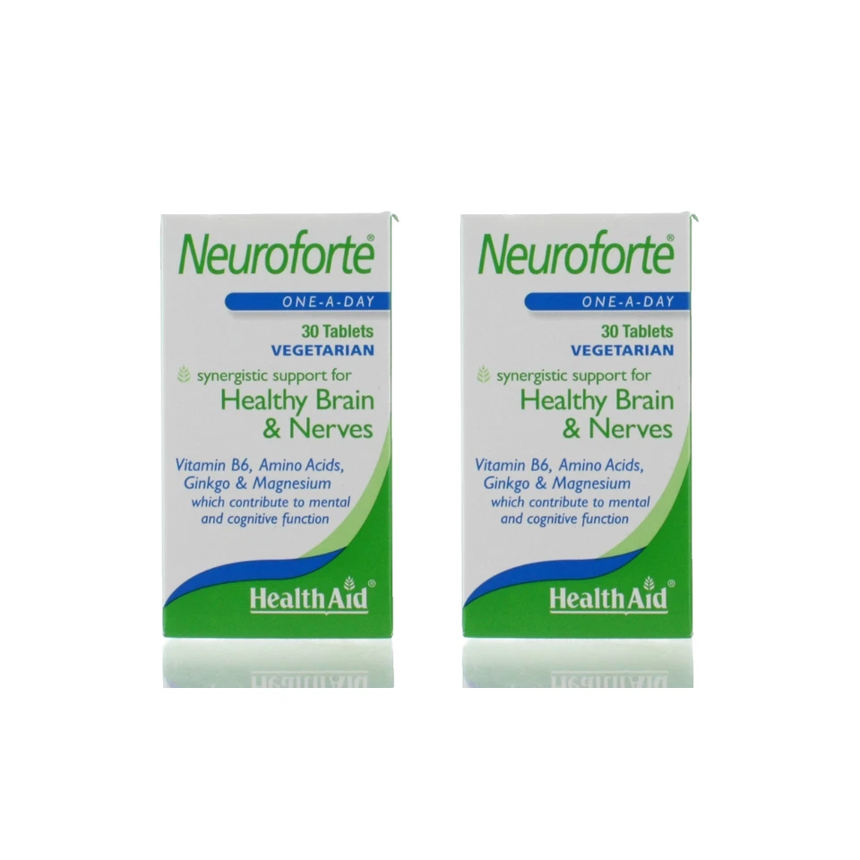 HealthAid NeuroForte - Ginkgo Biloba Amino Acids Magnesium - 30 Vegan Tablets