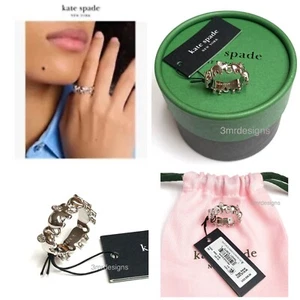 NWT Kate Spade PRECIOUS ELEPHANT Silver Plated Brass /CZ Crystals Ring-Sz.8 - Picture 1 of 9