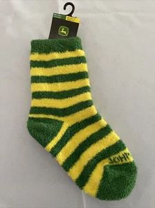 John Deere Kids Socks Size 9-1.5 Yellow Green Striped Farm Tractor Warm - Picture 1 of 4