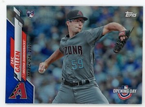 2020 Topps Opening Day Zac Gallen Blue Foil Rookie RC #16 Diamondbacks