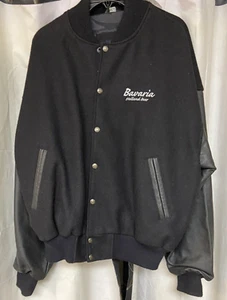 Chaqueta de lana y cuero Bavaria Beer Holland negra grande - Imagen 1 de 6