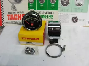 Stewart Warner 3 3/8 GREEN LINE Tachometer NIB W/chrome cup brackets Lighting - Picture 1 of 8