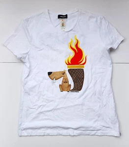 $389 Designer DSQUARED2 Men's Large D&G Logo Olympics Print Tee T-shirt L - Picture 1 of 5